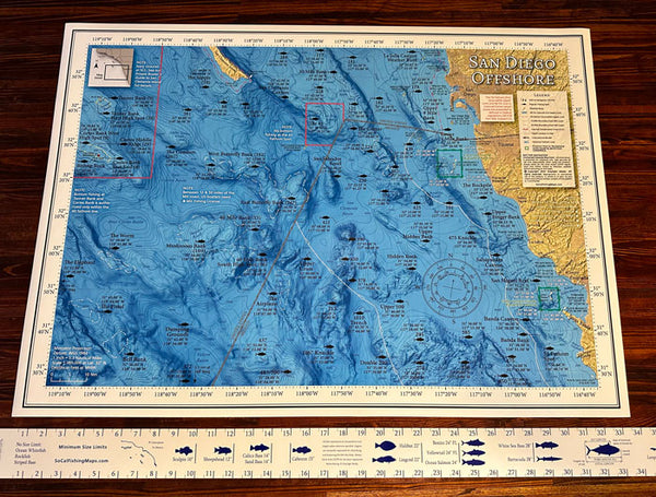 Our San Diego Offshore Poster measuring 33.5 inches with ruler