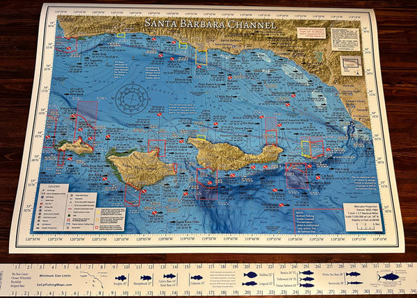 Santa Barbara Channel Poster measuring 33.5 inches with ruler