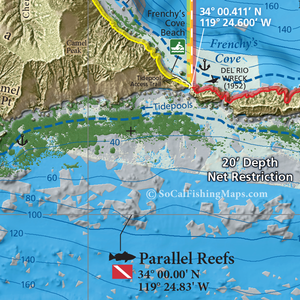 Our hard bottom data combined with shaded relief, displaying areas of rocky reef and sand around Anacapa Island 