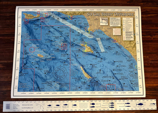 Our SoCal Bight Offshore Poster measuring 33.5 inches with ruler